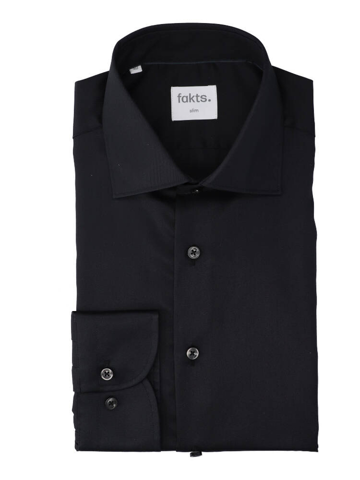 Zwart katoenen hemd (slim fit) met lange mouwen Evo Fakts