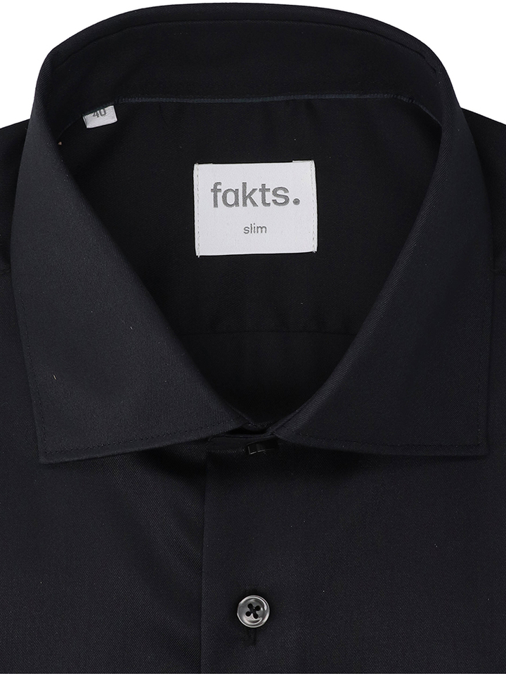 Zwart katoenen hemd (slim fit) met lange mouwen Evo Fakts