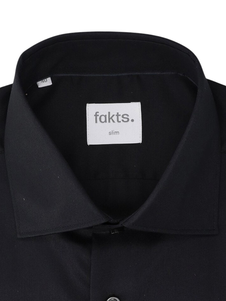 Zwart katoenen hemd (slim fit) met lange mouwen Evo Fakts