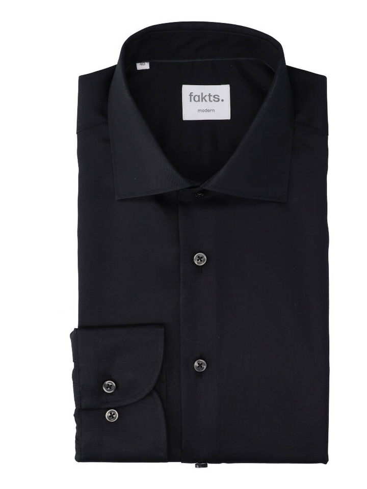 Zwart katoenen hemd (regular fit) met lange mouwen Evo Fakts
