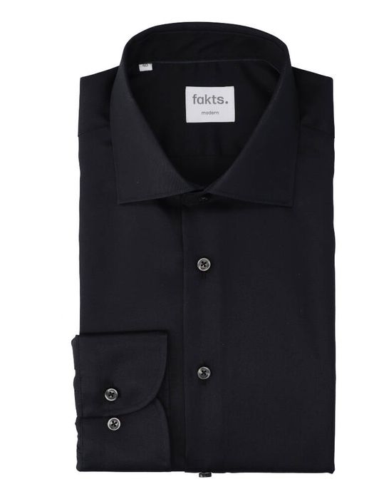 Zwart katoenen hemd (regular fit) met lange mouwen Evo Fakts