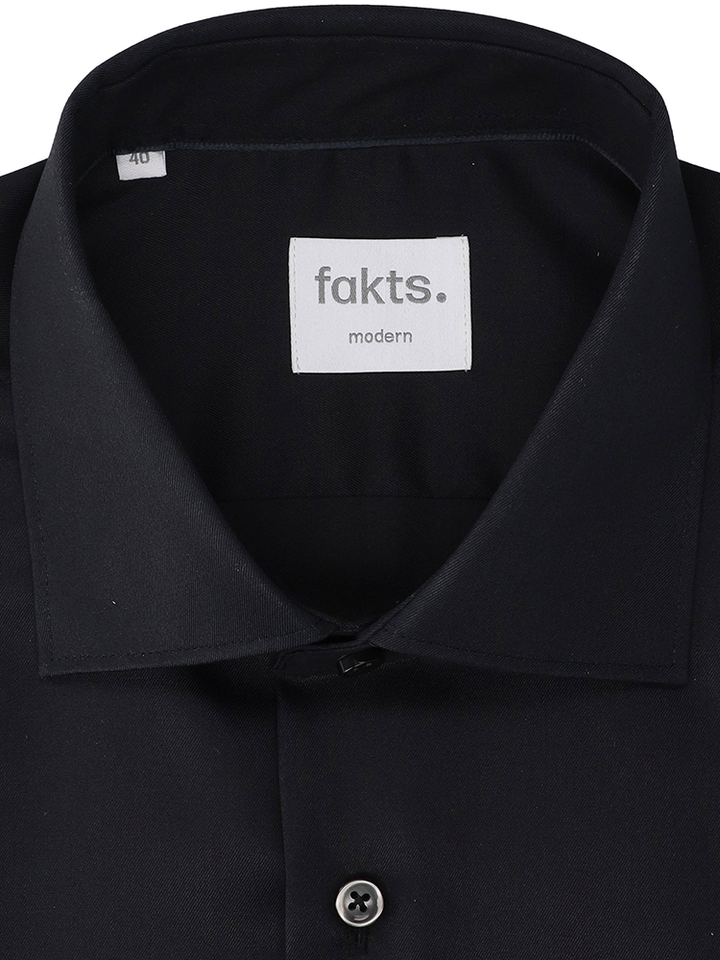 Zwart katoenen hemd (regular fit) met lange mouwen Evo Fakts