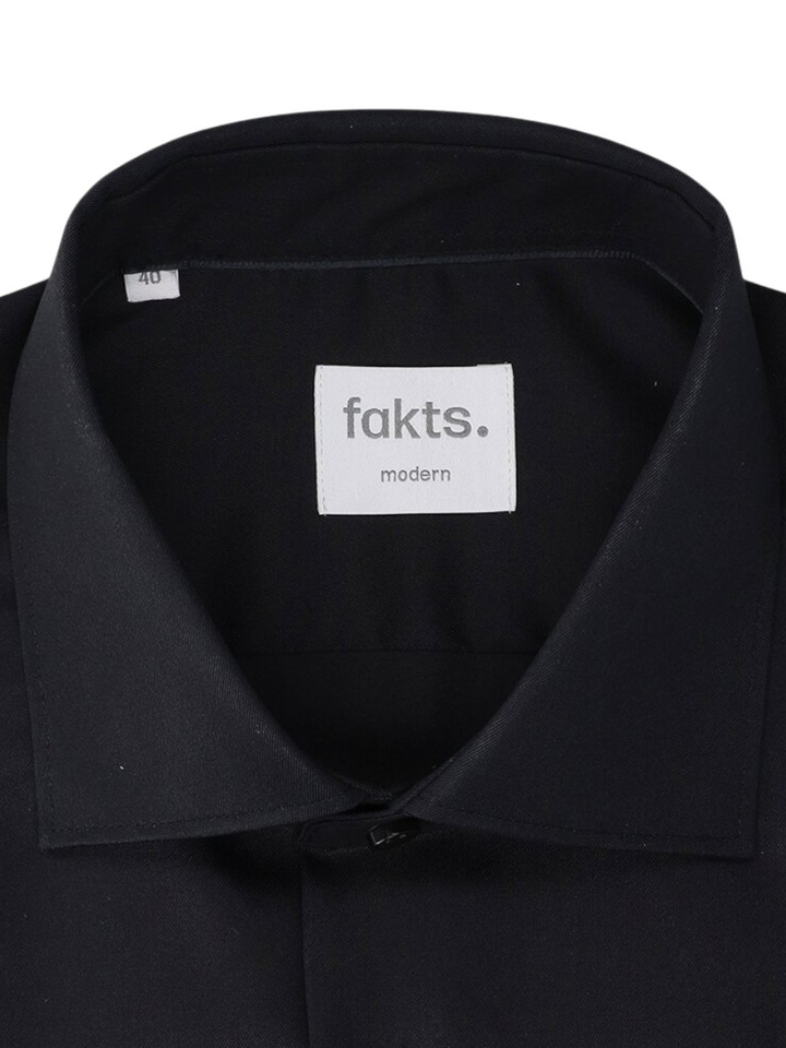 Zwart katoenen hemd (regular fit) met lange mouwen Evo Fakts