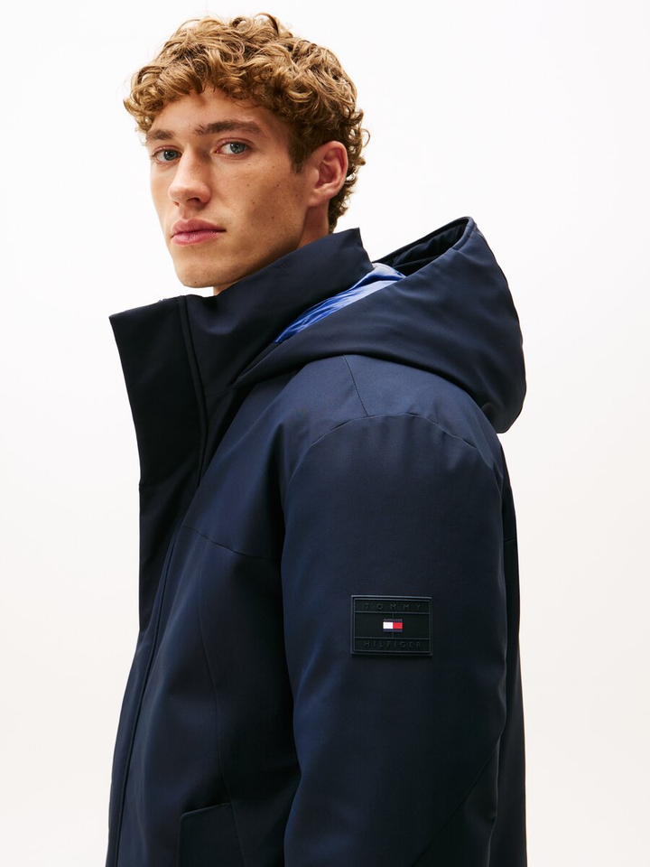Donkerblauwe water afstotende jas Tommy Hilfiger