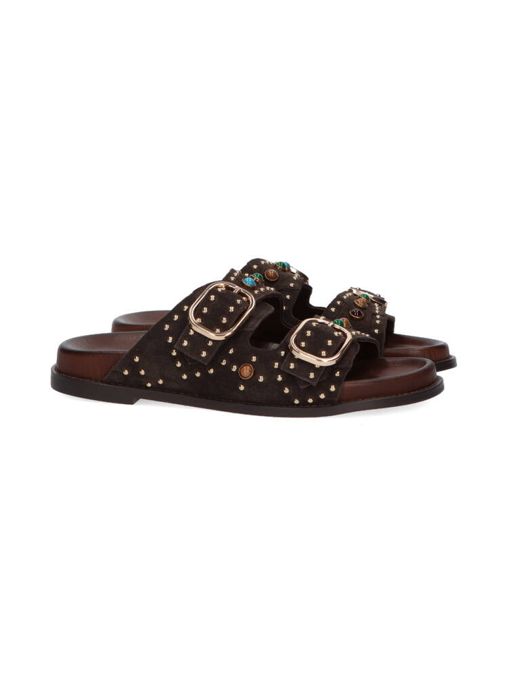 Donkerbruine sandaal met detail Bibi Lou 
