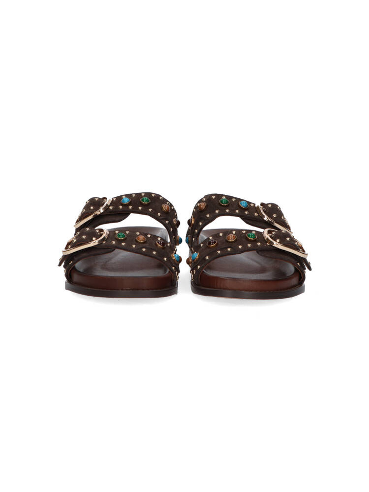 Donkerbruine sandaal met detail Bibi Lou 