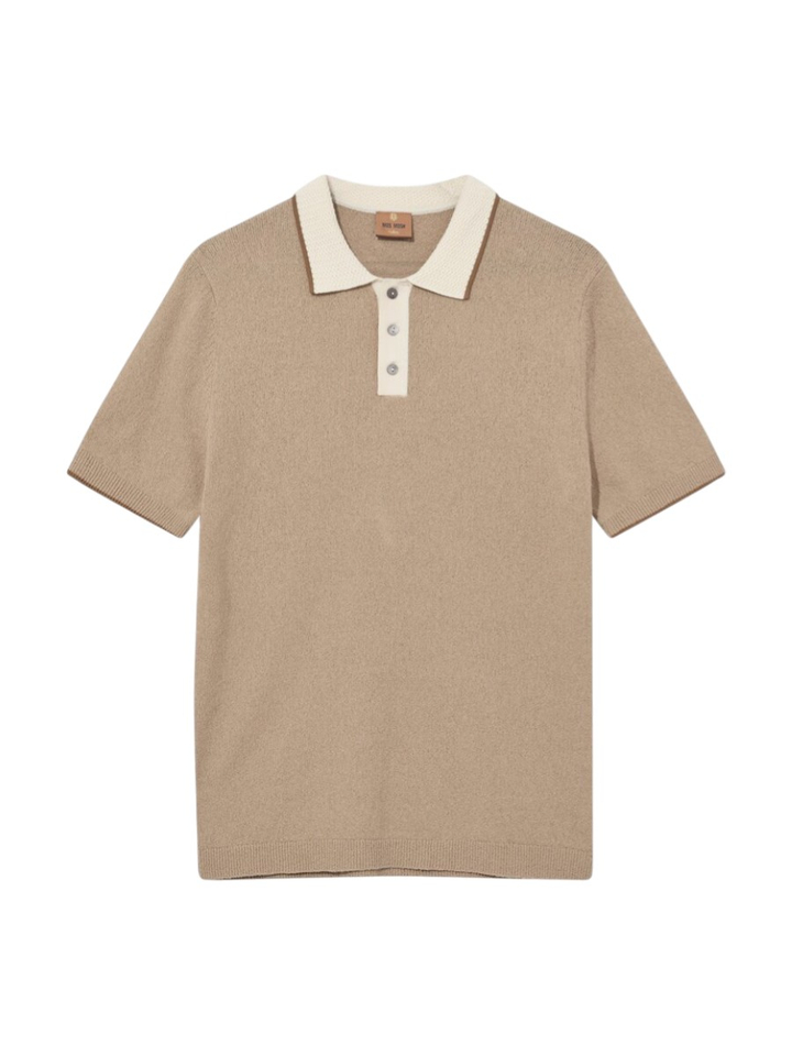 Beige polo met structuur Mos Mosh