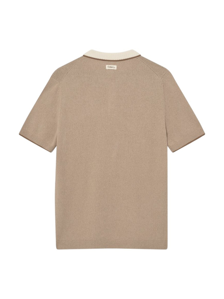 Beige polo met structuur Mos Mosh