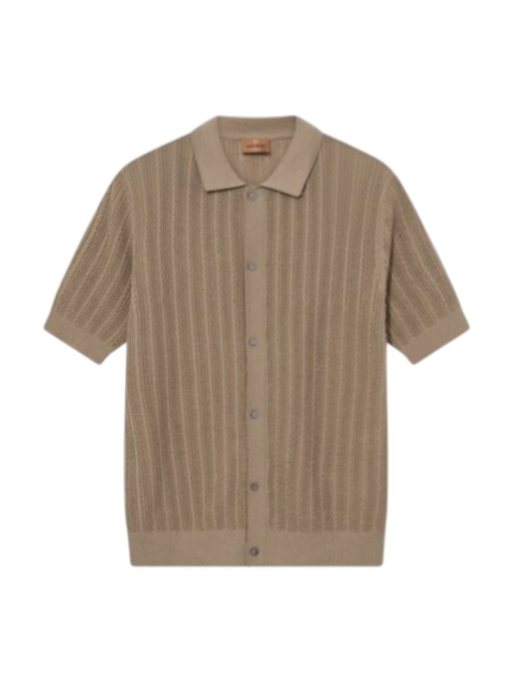 Beige gebreide polo met knoopsluiting Mos Mosh