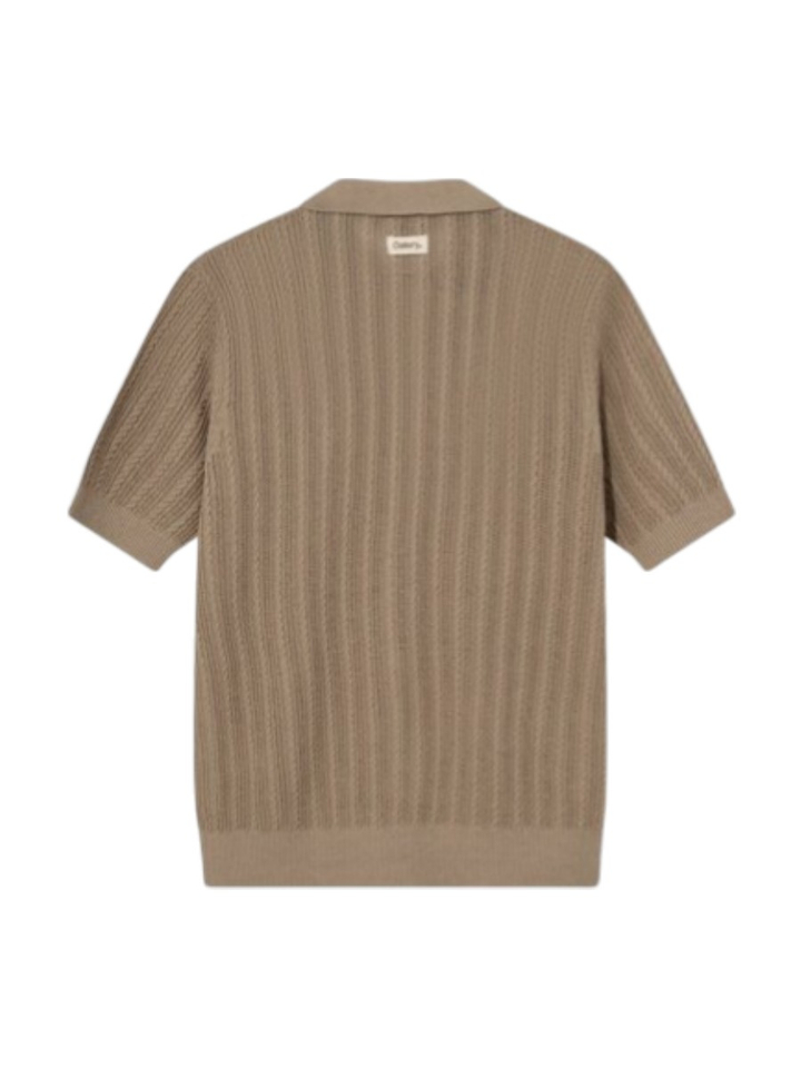 Beige gebreide polo met knoopsluiting Mos Mosh
