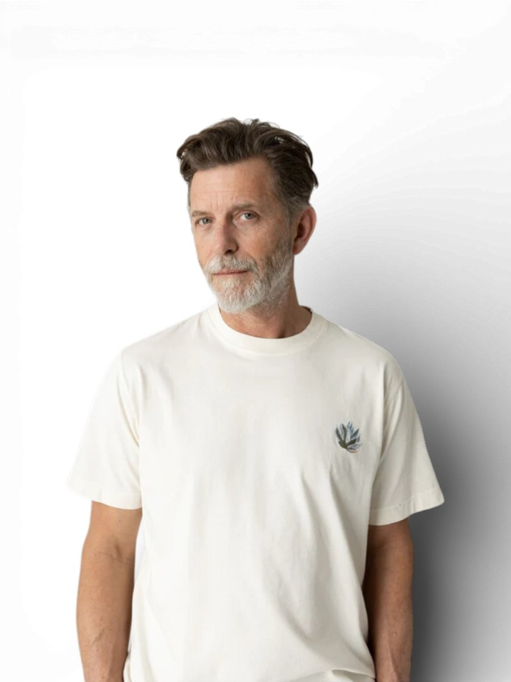 Beige T-shirt met opdruk Mos Mosh