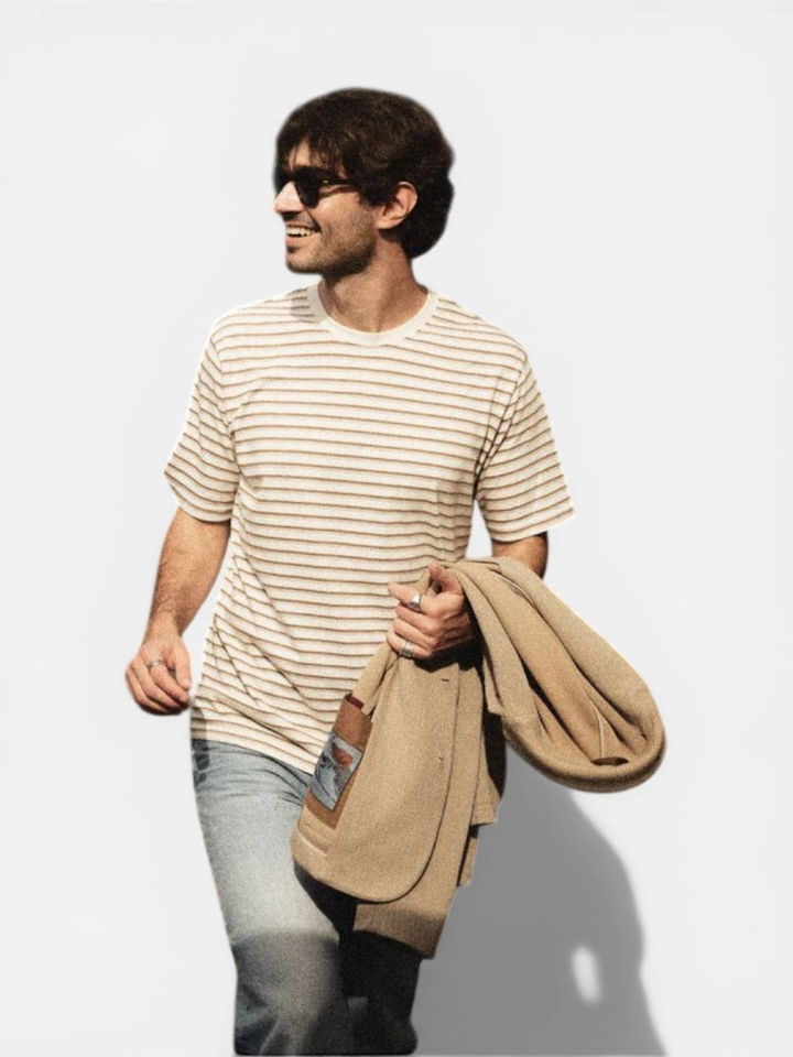 Beige T-shirt met strepen Mos Mosh 