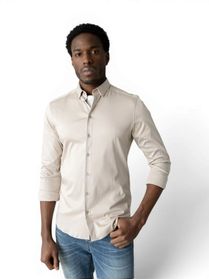 Beige overhemd Mos Mosh