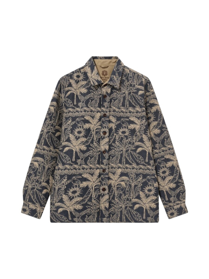 Blauwe vest indoor met print Mos Mosh