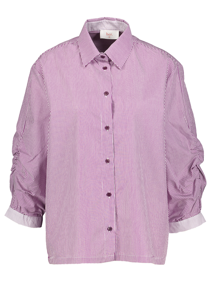 Rode gestreepte blouse met knoopsluiting Geona HER