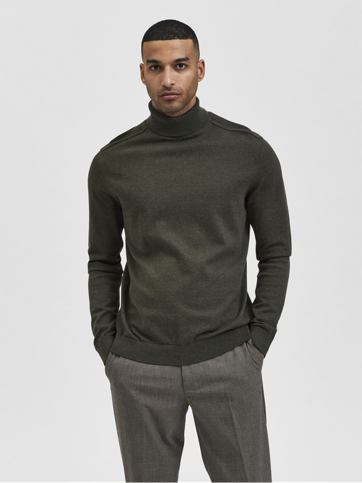 Groene trui met rolkraag Selected Homme