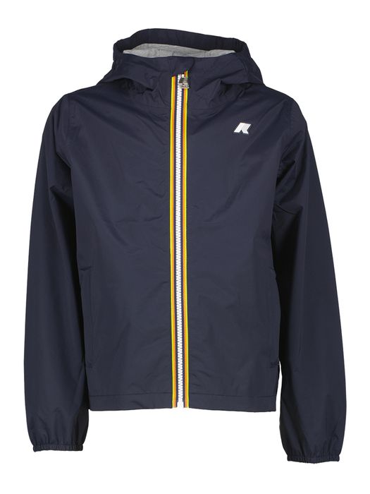 Donkerblauwe jas met rits en kap K-way