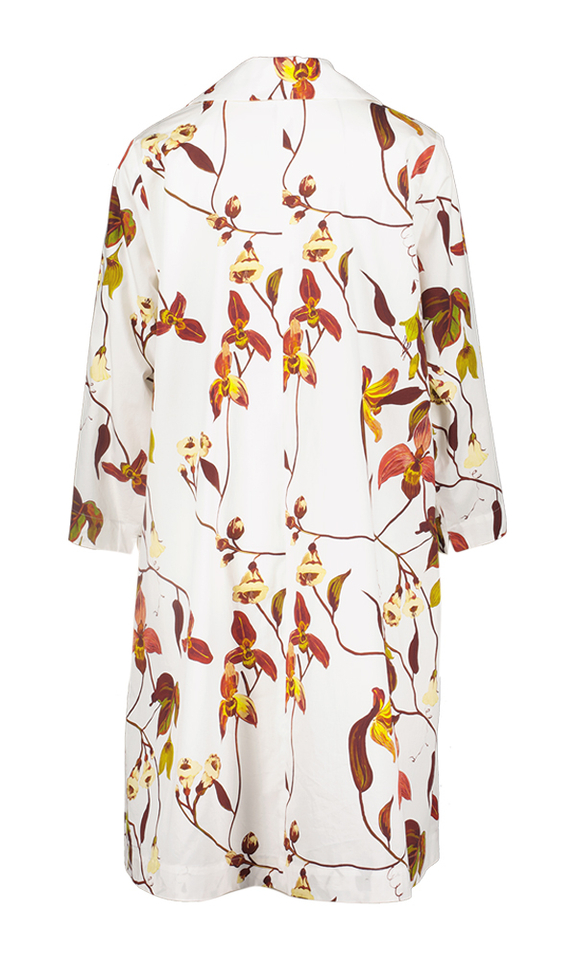 Ecru jurk met bruine bloemenprint Ezza Natan 
