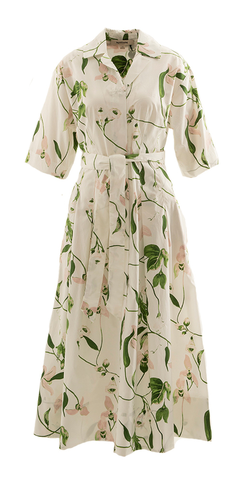 Ecru jurk met bloemenprint Elena Natan