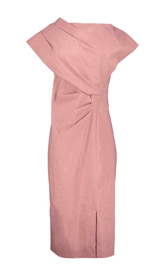 Roze feestjurk met fronsdetail Edeo Natan