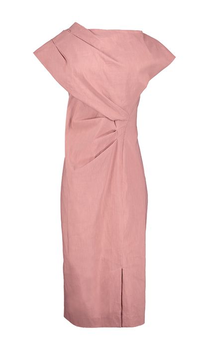 Roze feestjurk met fronsdetail Edeo Natan