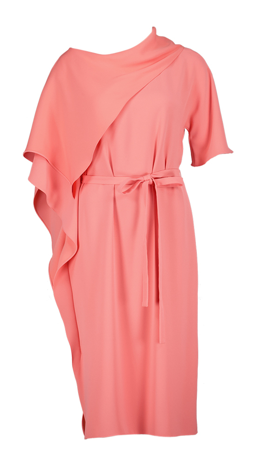 Koraalkleurige asymmetrische jurk Elioza Natan