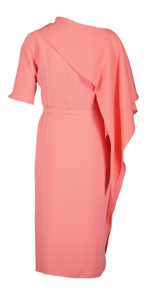 Koraalkleurige asymmetrische jurk Elioza Natan