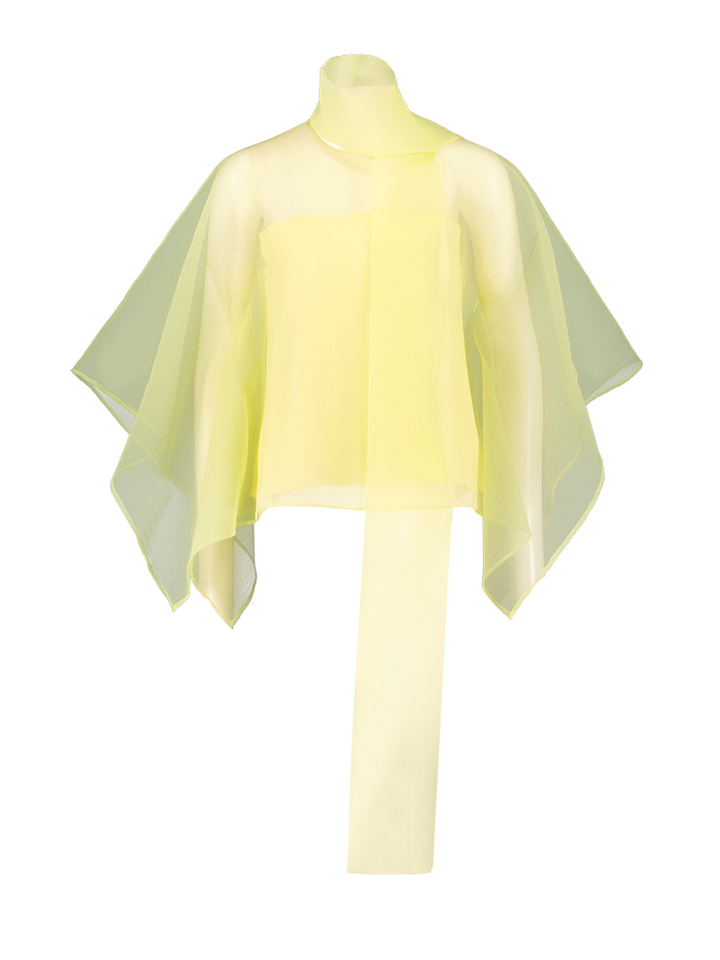 Gele geklede bloes met vlindermouw Edwin Natan 