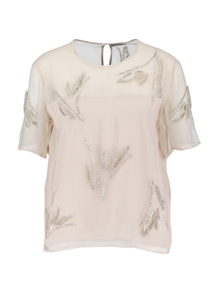 Beige geklede bloes met strass Edison Natan 