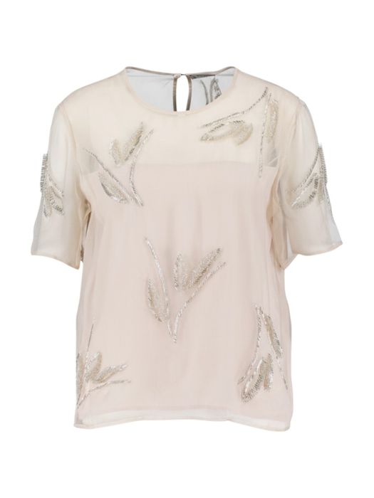 Beige geklede bloes met strass Edison Natan