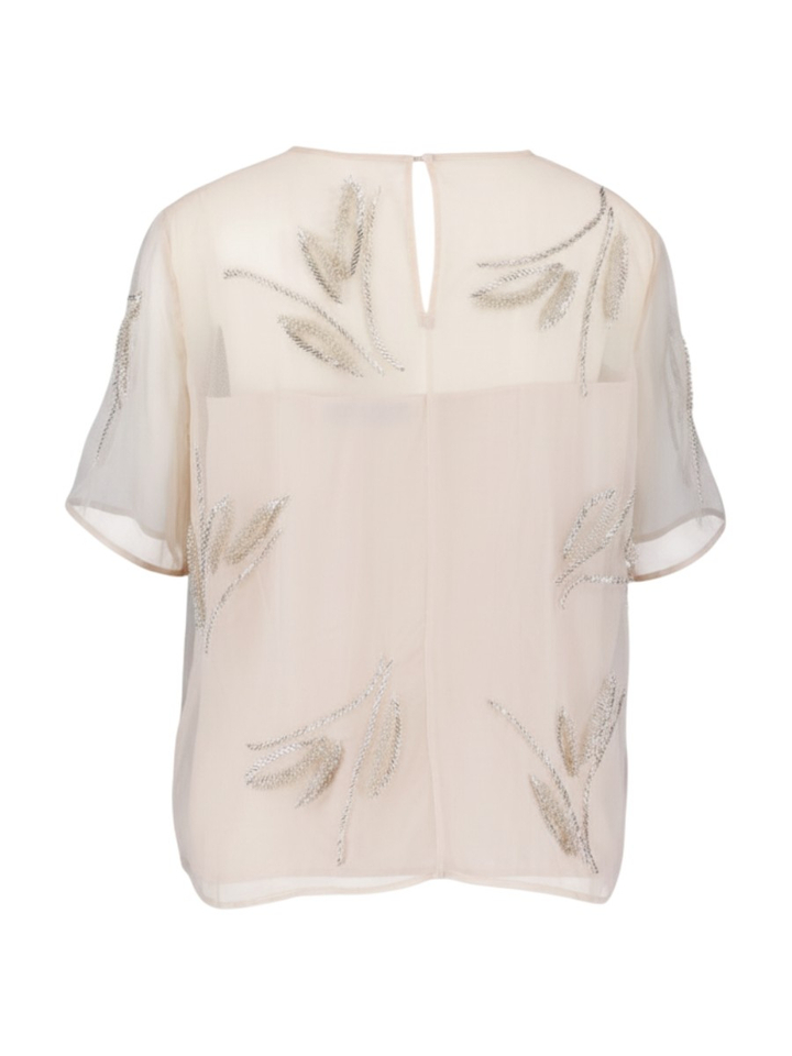 Beige geklede bloes met strass Edison Natan 