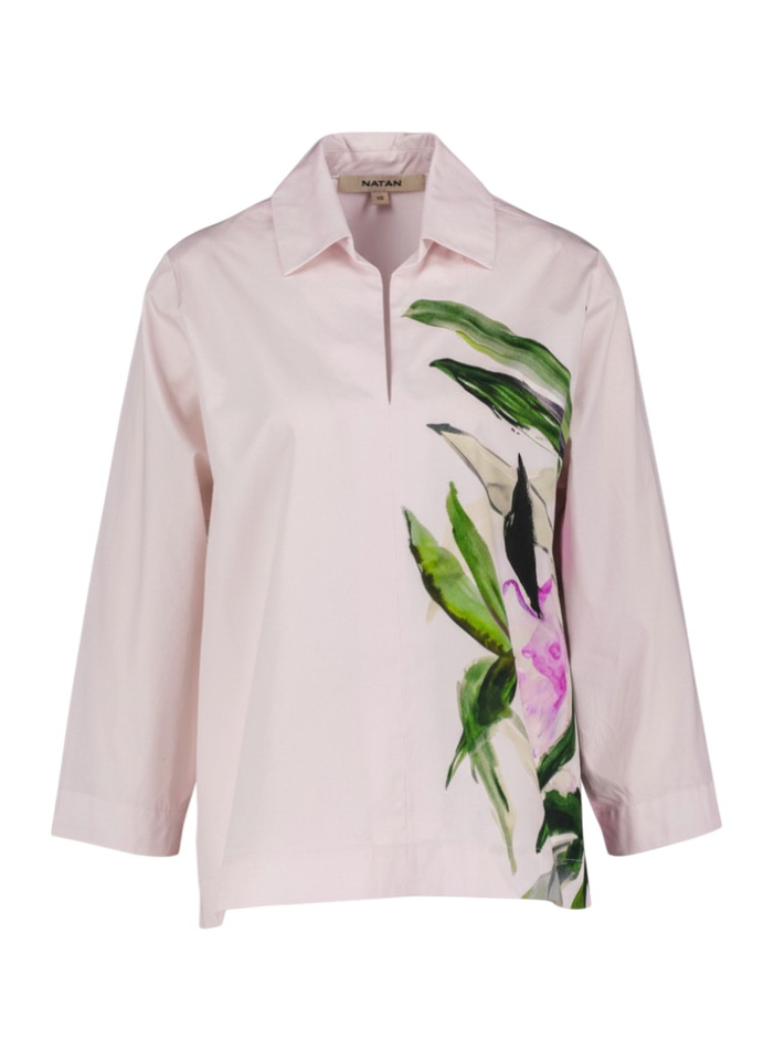 Witte bloes met bloemenprint 