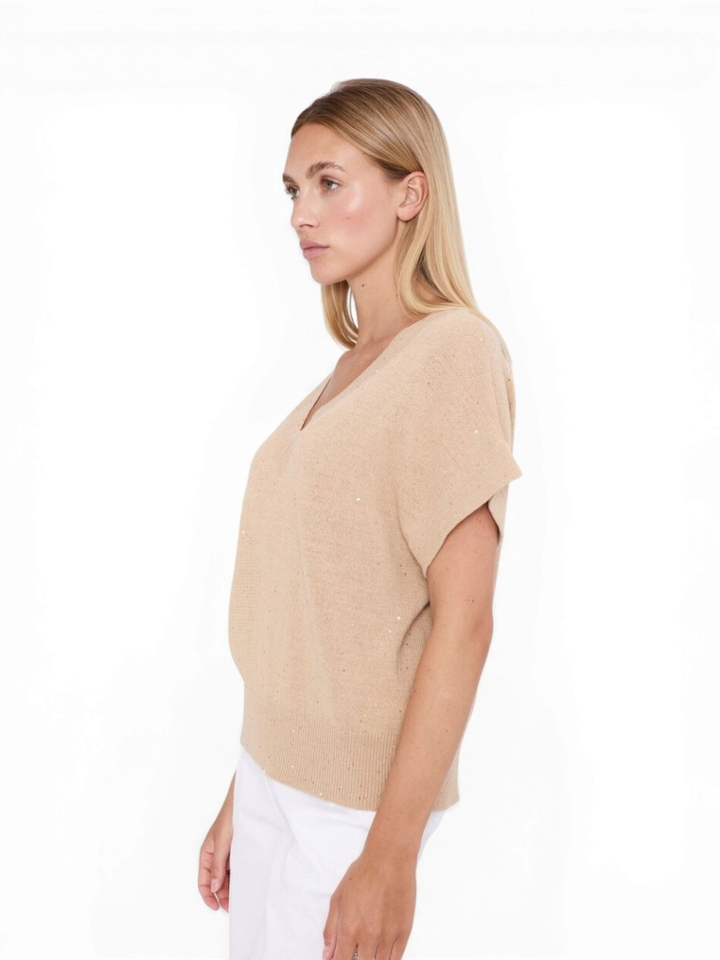 Beige trui met glitter Elvis Jeff