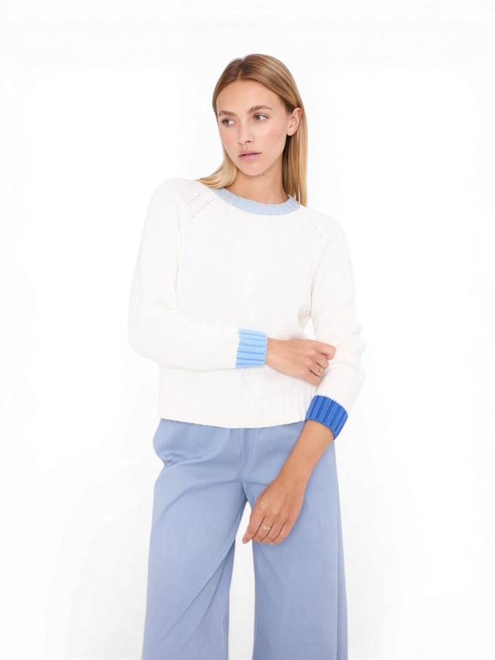 Ecru trui met blauwe details Calou Jeff 