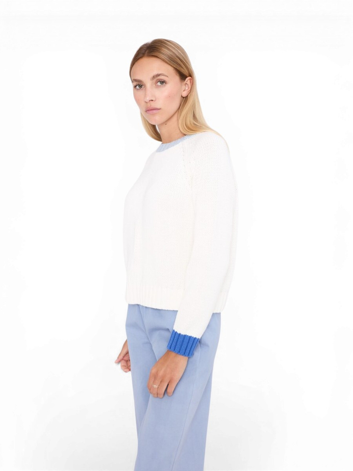 Ecru trui met blauwe details Calou Jeff 