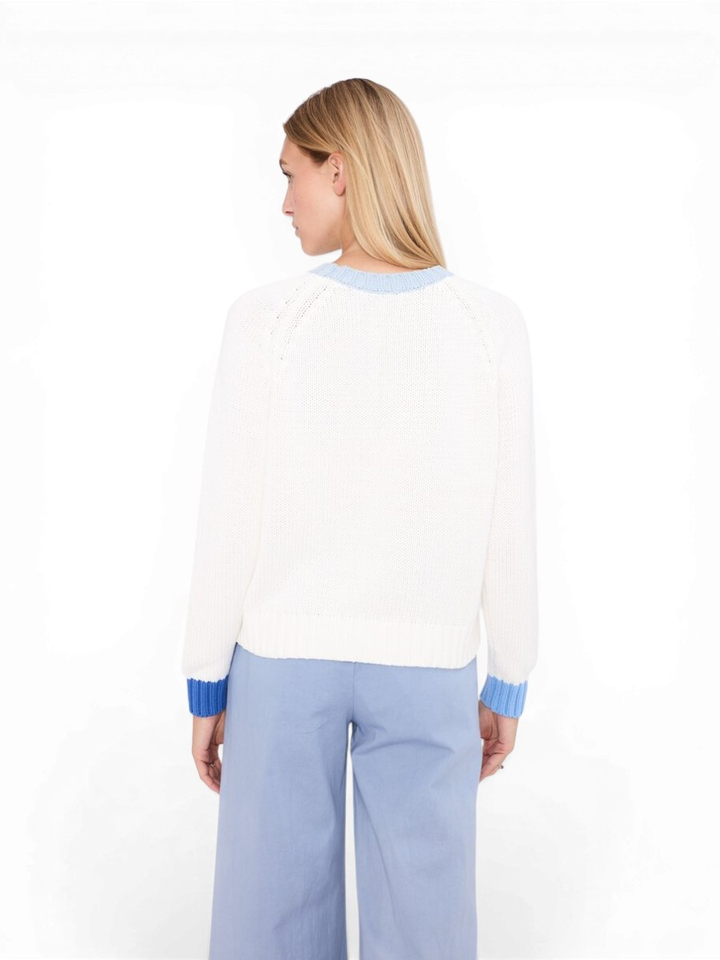Ecru trui met blauwe details Calou Jeff 