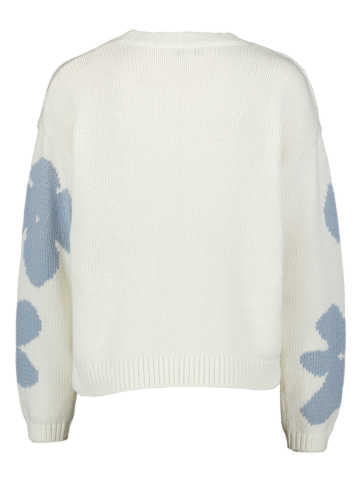Ecru trui met lichtblauwe bloemenprint Chill Jeff 