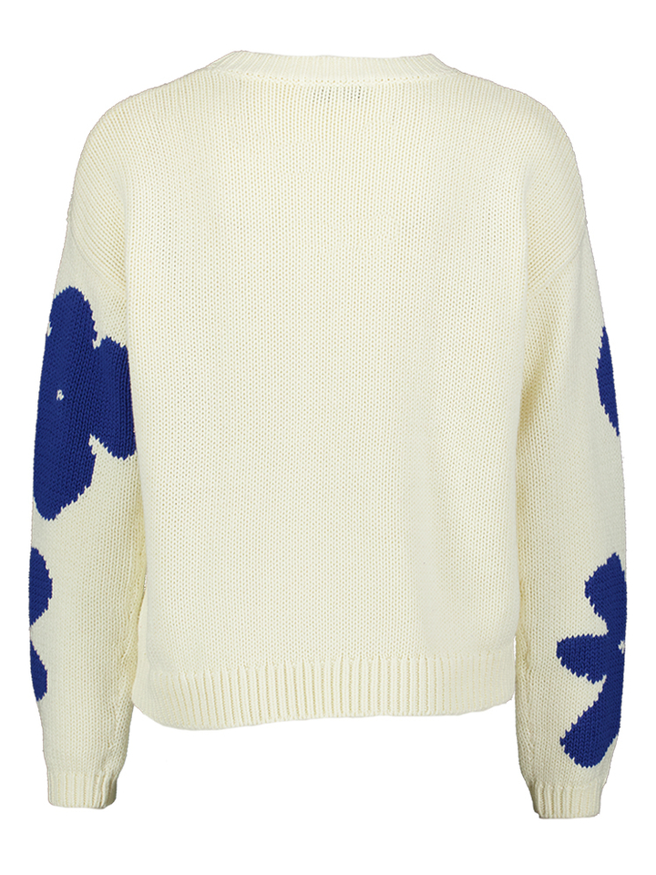 Ecru trui met blauwe bloemenprint Chill Jeff 