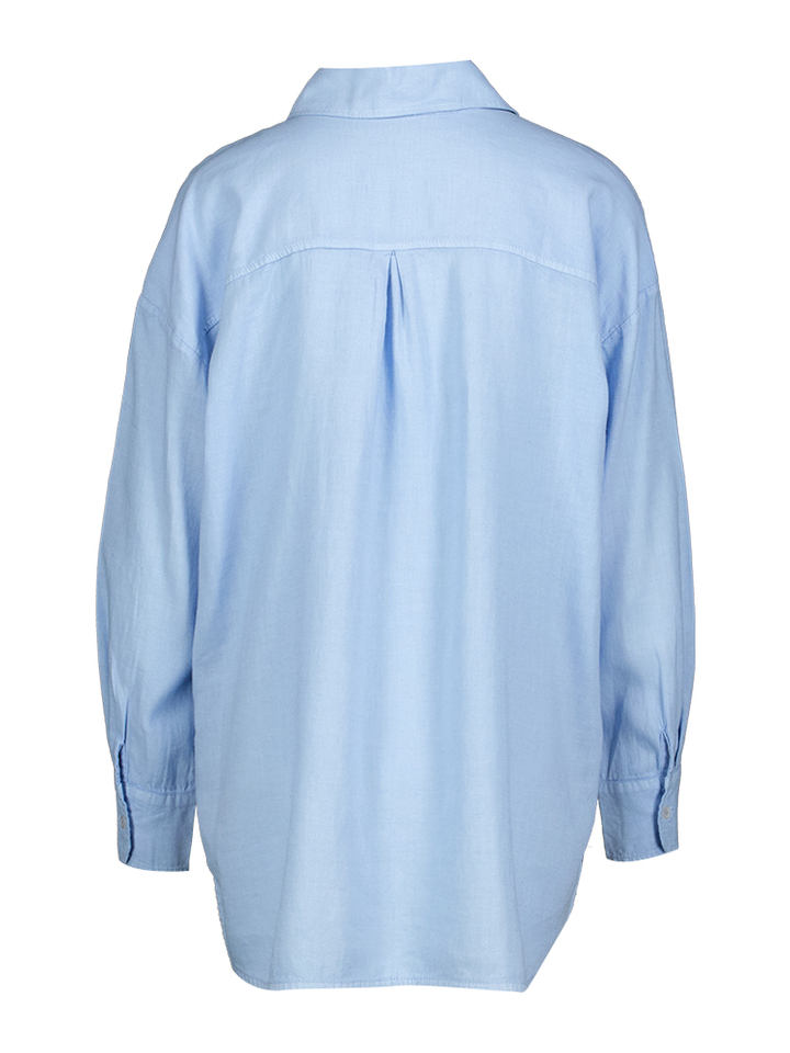 Blauwe linnen bloes Vicky Jeff