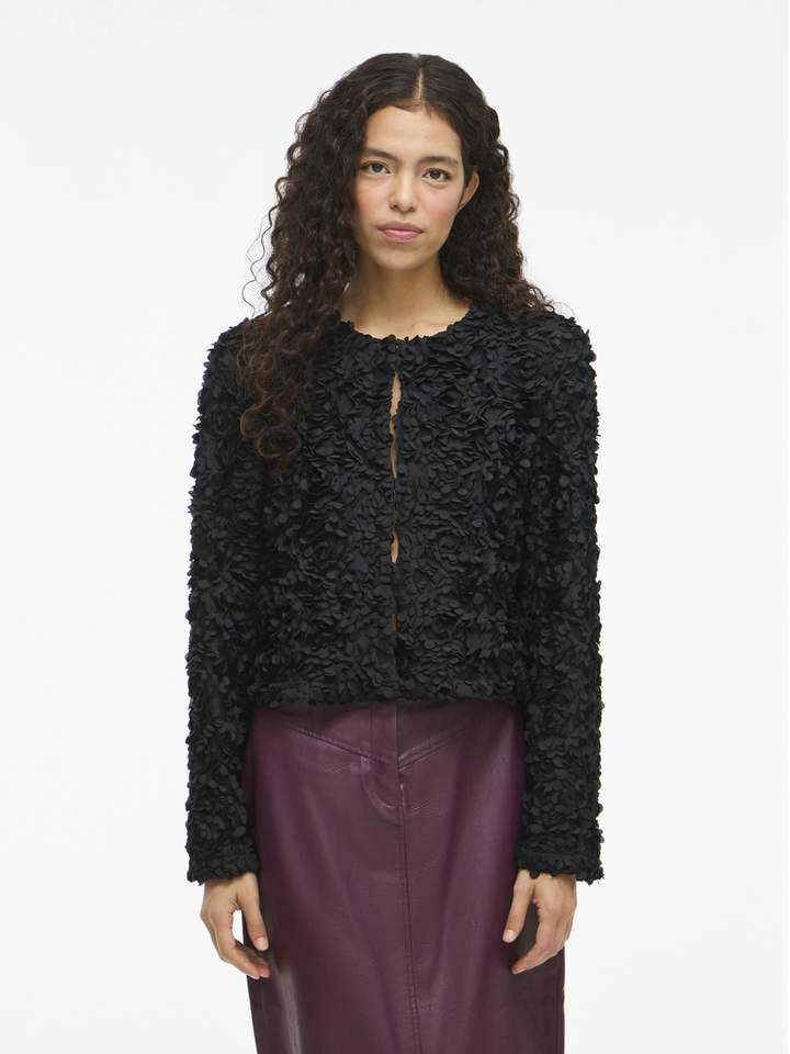 Zwarte ruffle blouse virosie Vila