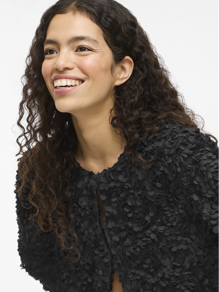Zwarte ruffle blouse virosie Vila