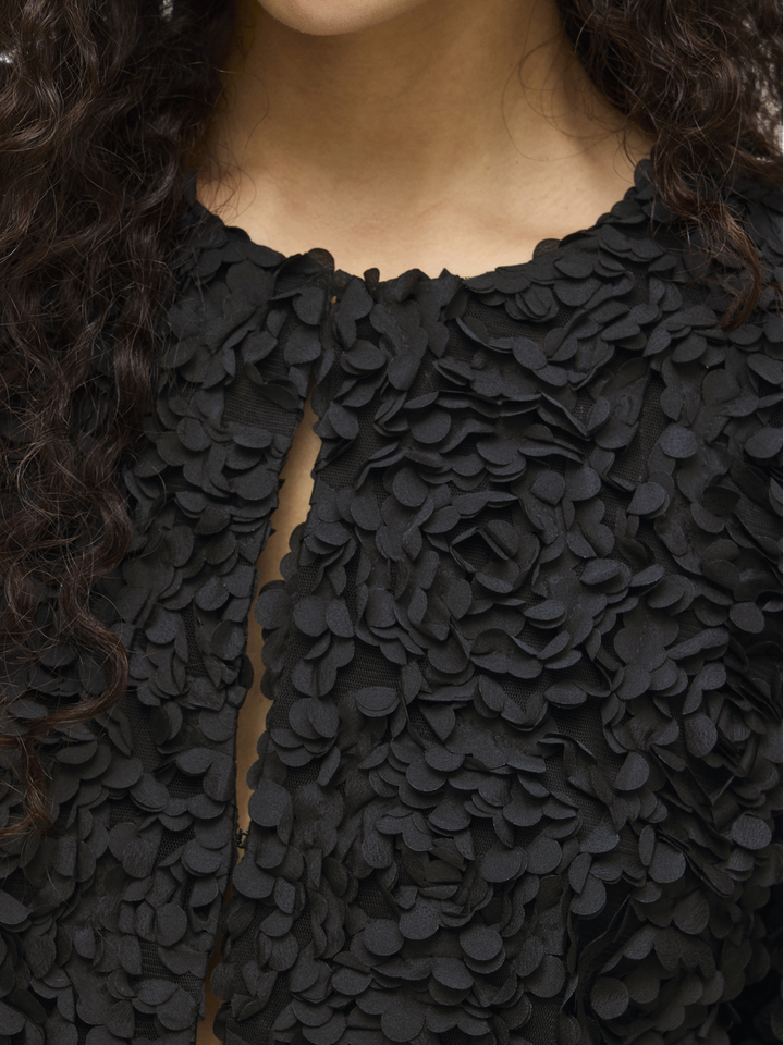 Zwarte ruffle blouse virosie Vila