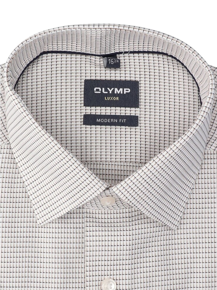 Wit katoenen hemd (regular fit) met details en korte mouwen Olymp