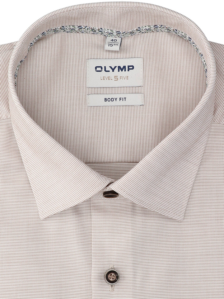 Lichtbruine katoenen hemd (regular fit) met lange mouwen Olymp 