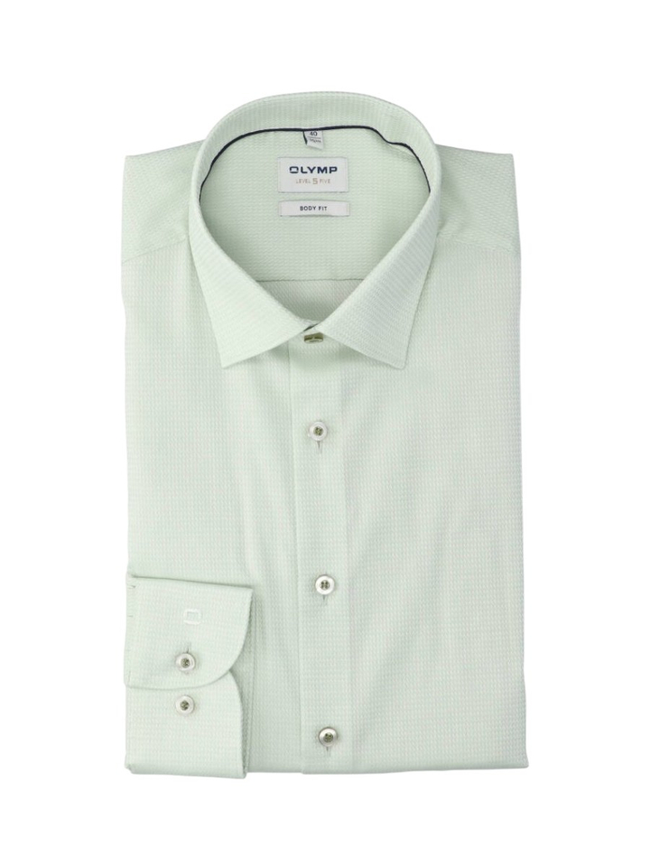 Groen katoenen hemd (regular fit) met details en extra lange mouwen Olymp