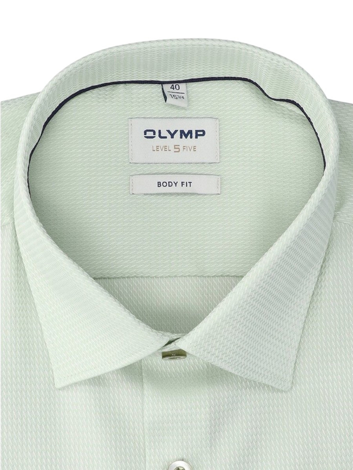 Groen katoenen hemd (regular fit) met details en extra lange mouwen Olymp