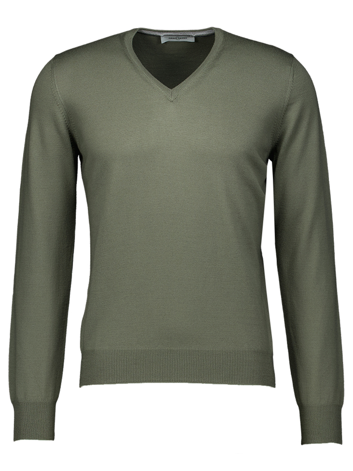 Groene trui met v-hals Gran Sasso