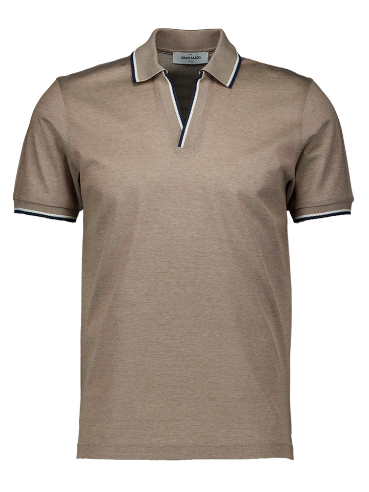 Bruine polo met kleur detail Gran Sasso