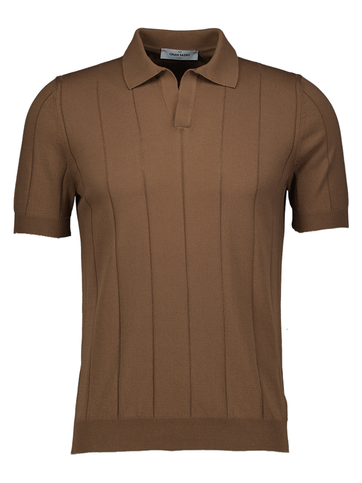 Bruine polo detail in de stof Gran Sasso