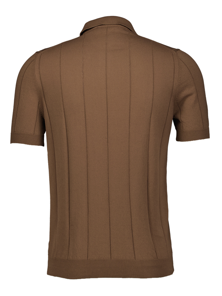 Bruine polo detail in de stof Gran Sasso